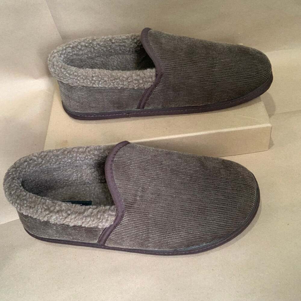 Woolrich Men's Brown Corduroy Slippers with Faux Fur Lining Men’s Size 10